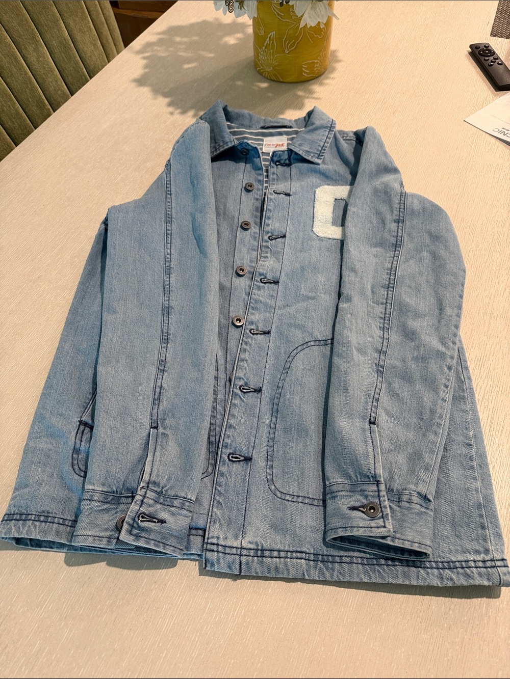 Cat & Jack Light Blue Denim Jacket with White Chenille C Patch